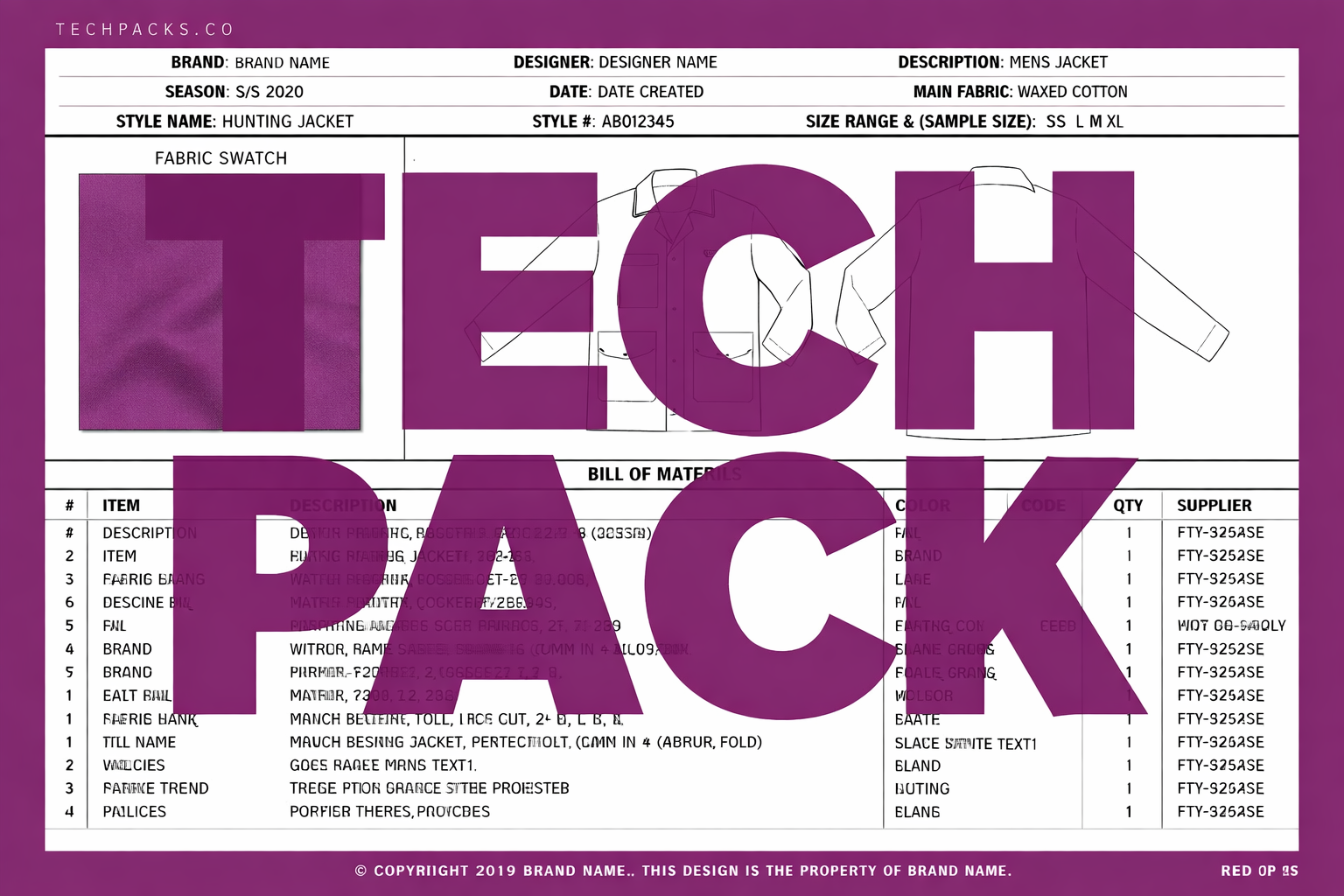 Tech pack export